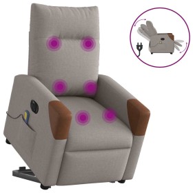 Sillón de masaje eléctrico reclinable elevable tela taupé en Sillones | Comprar online en Foru.es