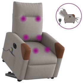 Sillón de masaje eléctrico reclinable elevable tela taupé en Sillones | Comprar online en Foru.es