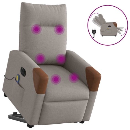 Sillón de masaje eléctrico reclinable elevable tela taupé en Sillones | Comprar online en Foru.es