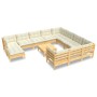 Muebles de jardín 10 pzas y cojines madera de pino crema de vidaXL, Conjuntos de jardín - Ref: Foro24-3097049, Precio: 974,21...