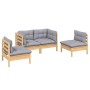 Juego de muebles de jardín 4 pzas y cojines madera maciza pino de vidaXL, Conjuntos de jardín - Ref: Foro24-3096171, Precio: ...