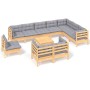 Juego de muebles de jardín 11 pzas y cojines madera maciza pino de vidaXL, Conjuntos de jardín - Ref: Foro24-3096784, Precio:...