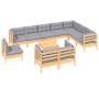 Juego de muebles de jardín 11 pzas y cojines madera maciza pino de vidaXL, Conjuntos de jardín - Ref: Foro24-3096784, Precio:...