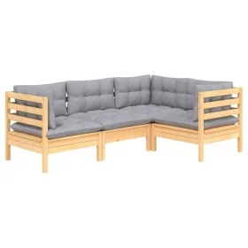 Juego de muebles de jardín 4 pzas y cojines madera de pino de vidaXL, Conjuntos de jardín - Ref: Foro24-3096369, Precio: 340,...