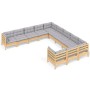 Muebles de jardín 11 pzas y cojines madera de pino gris de vidaXL, Conjuntos de jardín - Ref: Foro24-3097018, Precio: 862,44 ...