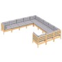 Muebles de jardín 11 pzas y cojines madera de pino gris de vidaXL, Conjuntos de jardín - Ref: Foro24-3097018, Precio: 862,44 ...