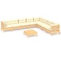 Muebles de jardín 9 pzas y cojines madera maciza de pino crema de vidaXL, Conjuntos de jardín - Ref: Foro24-3096809, Precio: ...