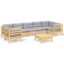 Juego de muebles de jardín 8 pzas y cojines madera pino gris de vidaXL, Conjuntos de jardín - Ref: Foro24-3097312, Precio: 65...