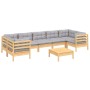 Juego de muebles de jardín 8 pzas y cojines madera pino gris de vidaXL, Conjuntos de jardín - Ref: Foro24-3097312, Precio: 65...