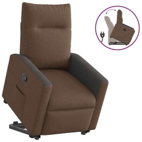 Sillón reclinable elevable de tela marrón en Sillones | Comprar online en Foru.es