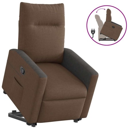 Sillón reclinable elevable de tela marrón en Sillones | Comprar online en Foru.es