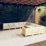Muebles de jardín 11 piezas y cojines madera de pino crema de vidaXL, Conjuntos de jardín - Ref: Foro24-3097019, Precio: 908,...