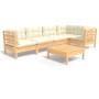 Muebles de jardín 6 piezas cojines madera de pino color crema de vidaXL, Conjuntos de jardín - Ref: Foro24-3096388, Precio: 5...