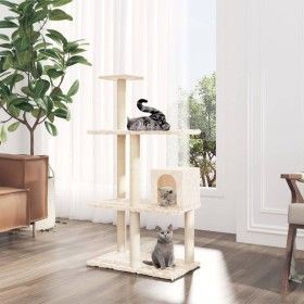 Rascador para gatos con postes de sisal color crema 119 cm de vidaXL, Mobiliario para gatos - Ref: Foro24-171518, Precio: 46,...