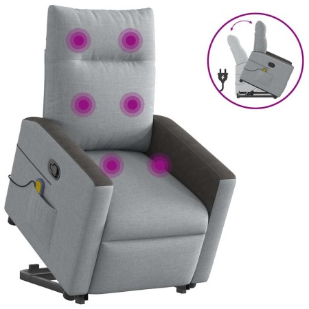 Sillón de masaje reclinable de pie de tela gris claro en Sillones | Comprar online en Foru.es