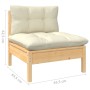 Sofá de jardín de 4 plazas con cojines madera maciza pino crema de vidaXL, Sofás de exterior - Ref: Foro24-3096124, Precio: 3...