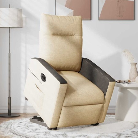 Sillón eléctrico reclinable elevable de tela color crema en Sillones | Comprar online en Foru.es