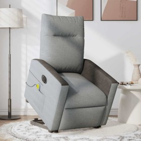 Sillón de masaje eléctrico reclinable elevable tela gris claro en Sillones | Comprar online en Foru.es