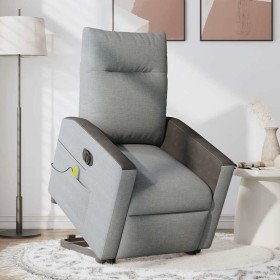 Sillón de masaje eléctrico reclinable elevable tela gris claro en Sillones | Comprar online en Foru.es