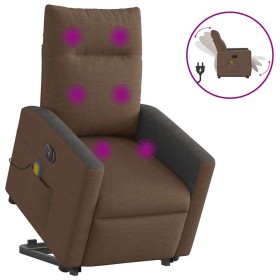 Sillón de masaje eléctrico reclinable elevable tela marrón en Sillones | Comprar online en Foru.es