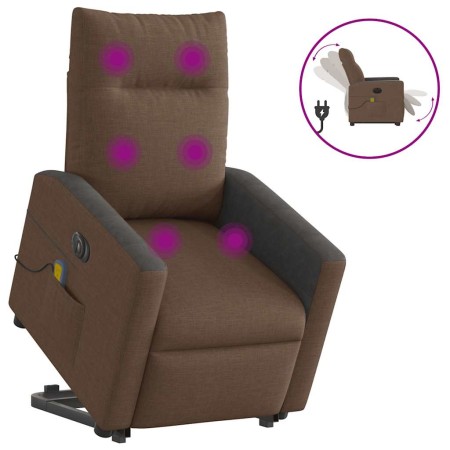 Sillón de masaje eléctrico reclinable elevable tela marrón en Sillones | Comprar online en Foru.es