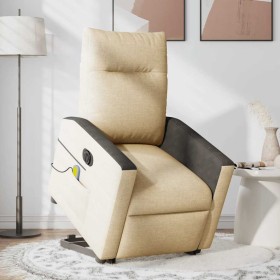 Sillón de masaje eléctrico reclinable elevable tela crema en Sillones | Comprar online en Foru.es