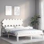 Estructura de cama matrimonio con cabecero madera maciza blanco de vidaXL, Camas y somieres - Ref: Foro24-3193732, Precio: 15...