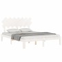 Estructura de cama matrimonio con cabecero madera maciza blanco de vidaXL, Camas y somieres - Ref: Foro24-3193732, Precio: 15...