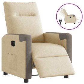 Sillón reclinable eléctrico de tela crema en Sillones | Comprar online en Foru.es