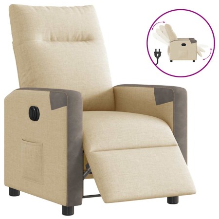 Sillón reclinable eléctrico de tela crema en Sillones | Comprar online en Foru.es