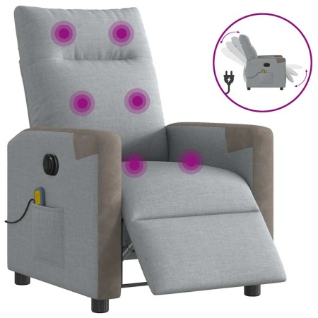 Sillón reclinable de masaje eléctrico tela gris claro en Sillones | Comprar online en Foru.es