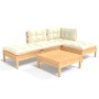 Muebles de jardín 5 piezas cojines madera de pino crema de vidaXL, Conjuntos de jardín - Ref: Foro24-3096292, Precio: 358,38 ...