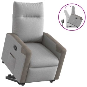 Sillón reclinable elevable de tela gris nube en Sillones | Comprar online en Foru.es
