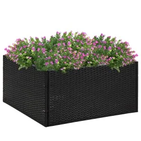 Jardinera ratán sintético negra 80x80x40 cm de vidaXL, Maceteros y jardineras - Ref: Foro24-319171, Precio: 68,33 €, Descuent...