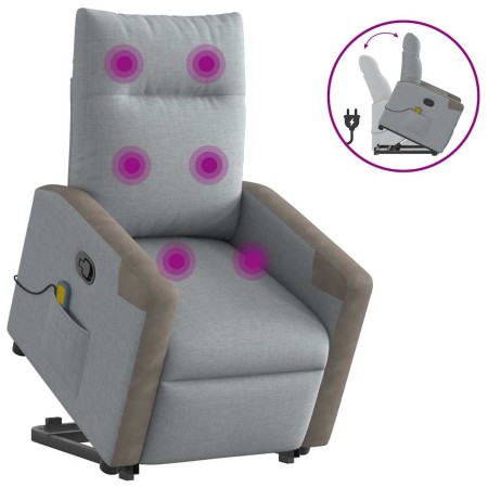 Sillón de masaje reclinable de pie de tela gris claro en Sillones | Comprar online en Foru.es