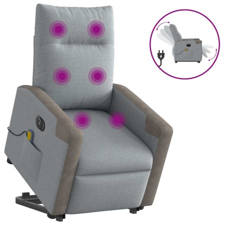 Sillón de masaje eléctrico reclinable elevable tela gris claro en Sillones | Comprar online en Foru.es