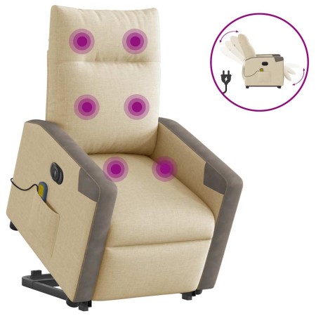 Sillón de masaje eléctrico reclinable elevable tela crema en Sillones | Comprar online en Foru.es