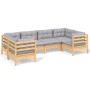 Juego de muebles de jardín 6 pzas y cojines madera de pino de vidaXL, Conjuntos de jardín - Ref: Foro24-3097294, Precio: 460,...