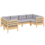 Juego de muebles de jardín 6 pzas y cojines madera de pino de vidaXL, Conjuntos de jardín - Ref: Foro24-3097294, Precio: 460,...