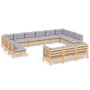 Juego de muebles de jardín 13 pzas y cojines madera pino gris de vidaXL, Conjuntos de jardín - Ref: Foro24-3097282, Precio: 9...