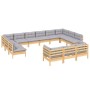 Juego de muebles de jardín 13 pzas y cojines madera pino gris de vidaXL, Conjuntos de jardín - Ref: Foro24-3097282, Precio: 9...