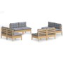 Juego de muebles de jardín 8 pzas y cojines madera pino gris de vidaXL, Conjuntos de jardín - Ref: Foro24-3096039, Precio: 55...