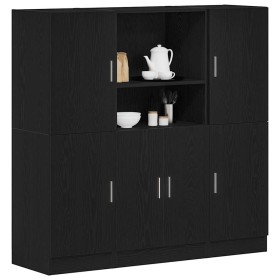 Mueble de cocina 3 piezas madera contrachapada negro en Estanterías | Comprar online en Foru.es