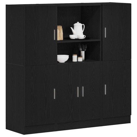 Mueble de cocina 3 piezas madera contrachapada negro en Estanterías | Comprar online en Foru.es