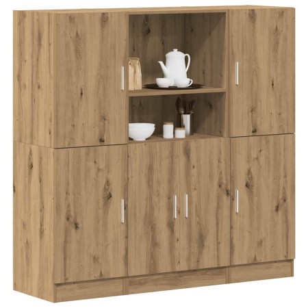 Set de muebles cocina 3 pzas madera ingeniería roble artesanal en Estanterías | Comprar online en Foru.es