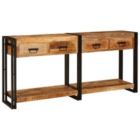 Mesas consola con cajón 2 pcs Marrón Madera de mango maciza en Mesas consola | Comprar online en Foru.es
