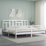 Estructura de cama con cabecero madera maciza blanco 200x200 cm de vidaXL, Camas y somieres - Ref: Foro24-3194982, Precio: 15...