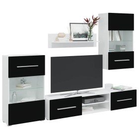 Muebles para TV 5 piezas con iluminación LED negra mate en Muebles TV | Comprar online en Foru.es