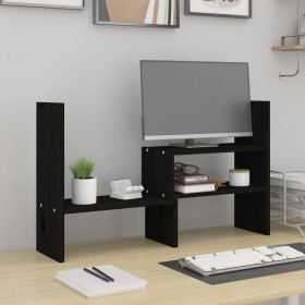 Soporte para monitor madera maciza pino negro (39-72)x17x43 cm de vidaXL, Bases y elevadores para ordenadores - Ref: Foro24-8...