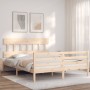 Estructura de cama con cabecero madera maciza 160x200 cm de vidaXL, Camas y somieres - Ref: Foro24-3195166, Precio: 135,06 €,...